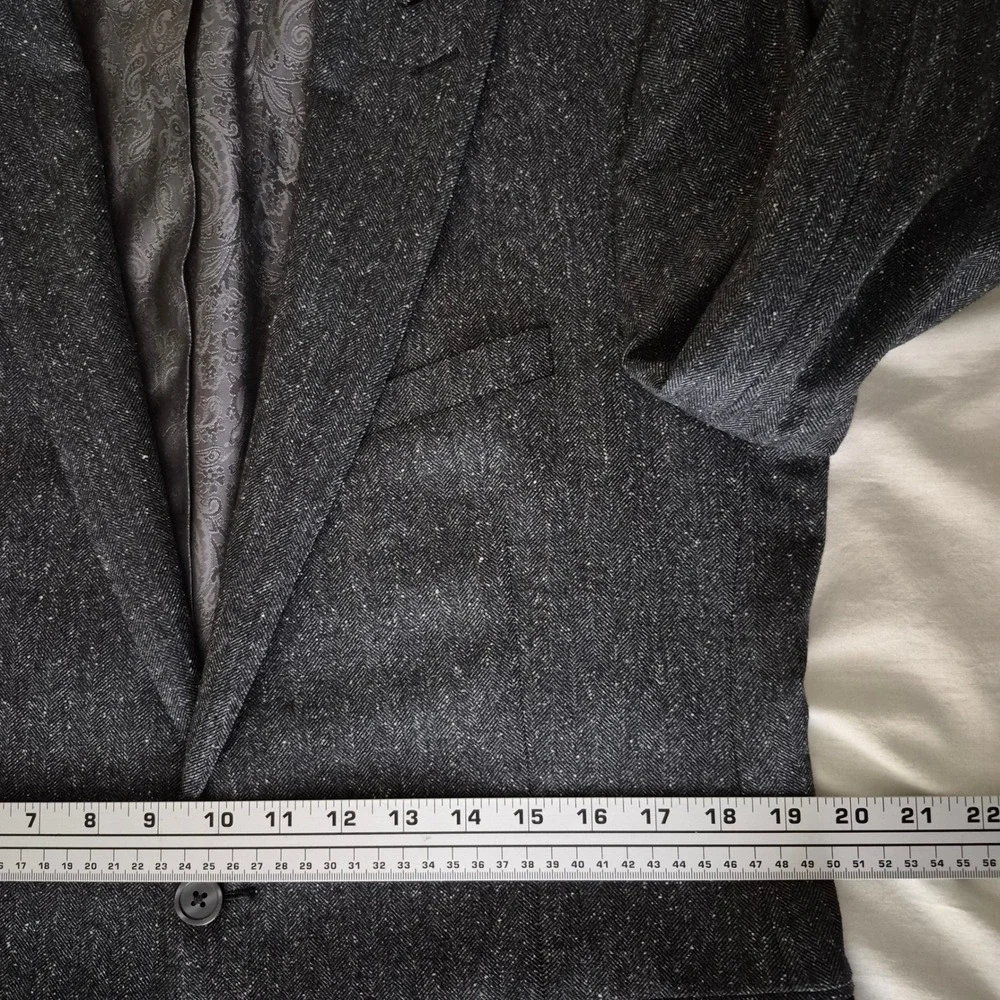 Rudolf Valentina Vitale Barberis Canonico Wool Silk Herringbone Blazer 42R Gray
